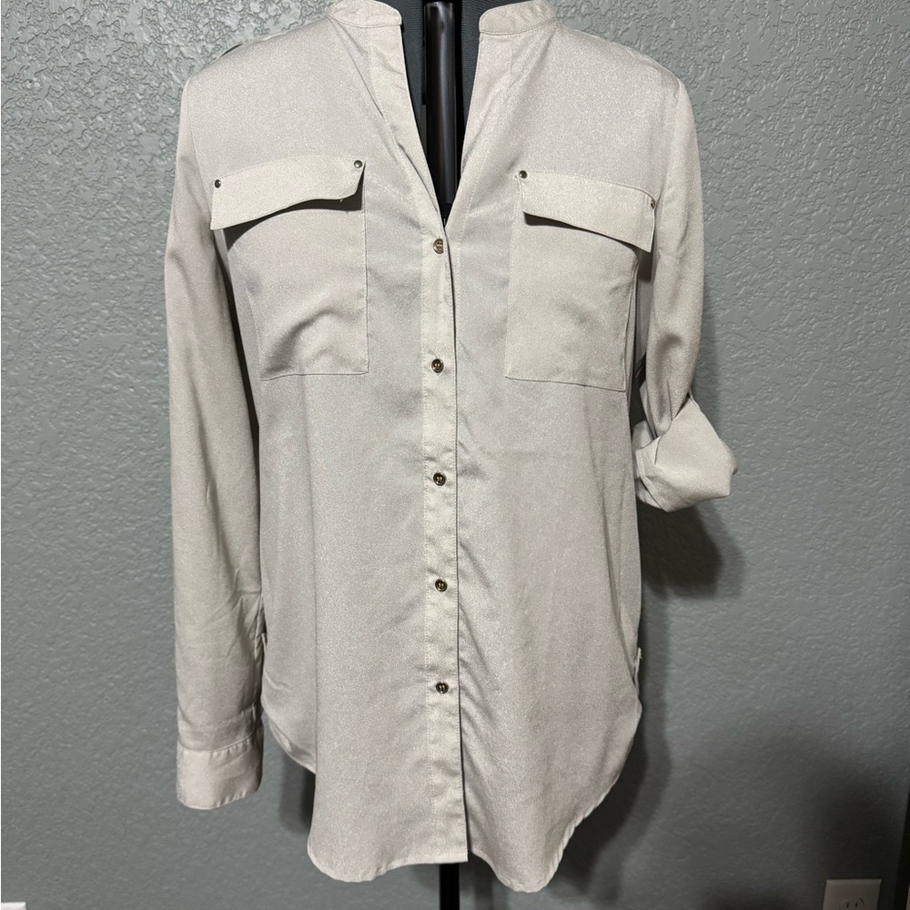 Premise Women's Cream Button-Down Shirt